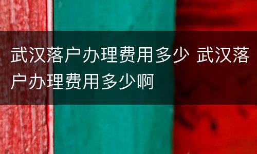 武汉落户办理费用多少 武汉落户办理费用多少啊