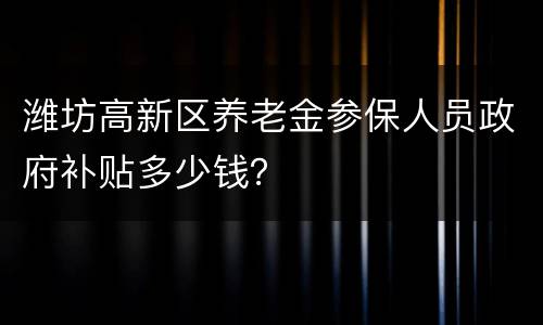 潍坊高新区养老金参保人员政府补贴多少钱？