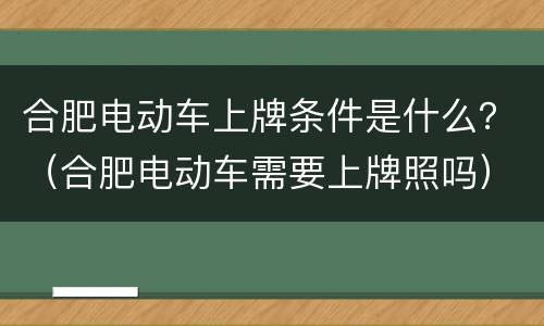 合肥电动车上牌条件是什么？（合肥电动车需要上牌照吗）