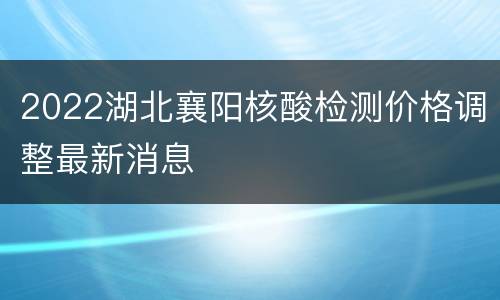 2022湖北襄阳核酸检测价格调整最新消息