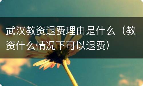 武汉教资退费理由是什么（教资什么情况下可以退费）