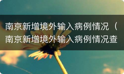 南京新增境外输入病例情况（南京新增境外输入病例情况查询）