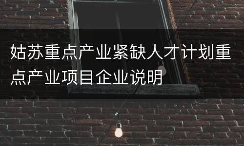 姑苏重点产业紧缺人才计划重点产业项目企业说明