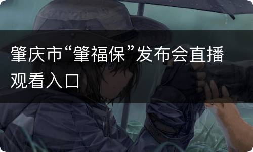 肇庆市“肇福保”发布会直播观看入口
