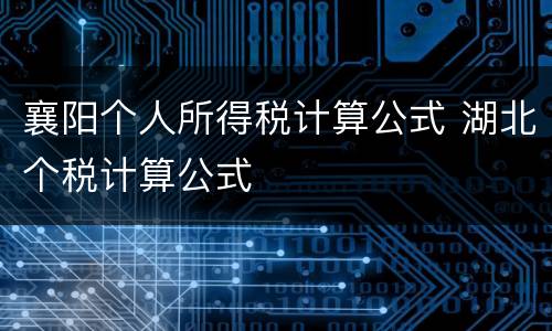 襄阳个人所得税计算公式 湖北个税计算公式