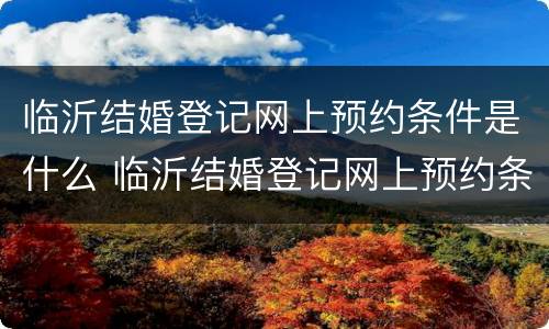 临沂结婚登记网上预约条件是什么 临沂结婚登记网上预约条件是什么呢