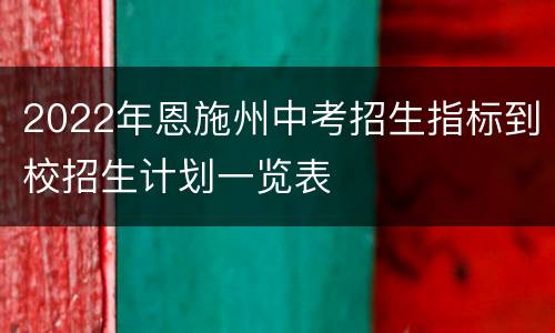 2022年恩施州中考招生指标到校招生计划一览表