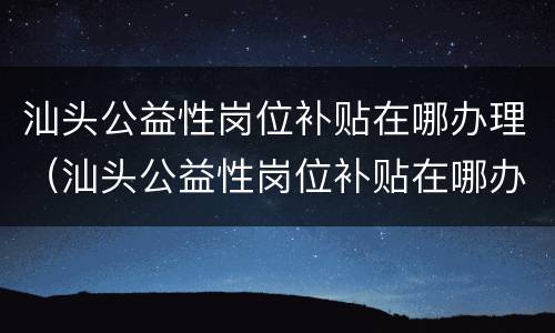汕头公益性岗位补贴在哪办理（汕头公益性岗位补贴在哪办理的）