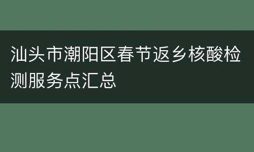 汕头市潮阳区春节返乡核酸检测服务点汇总