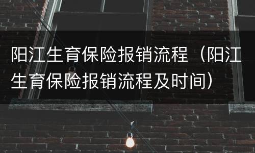 阳江生育保险报销流程（阳江生育保险报销流程及时间）