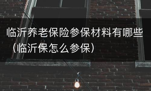 临沂养老保险参保材料有哪些（临沂保怎么参保）