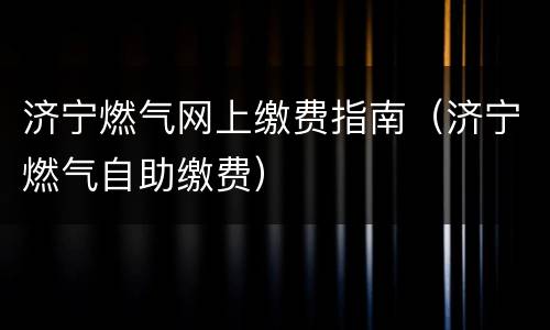 济宁燃气网上缴费指南（济宁燃气自助缴费）