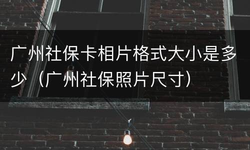 广州社保卡相片格式大小是多少（广州社保照片尺寸）