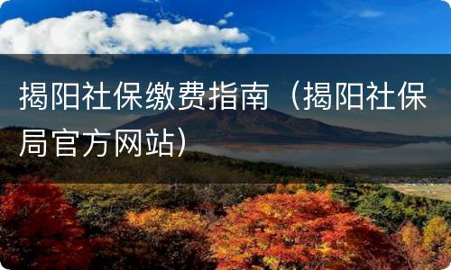 揭阳社保缴费指南（揭阳社保局官方网站）