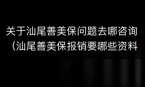 关于汕尾善美保问题去哪咨询（汕尾善美保报销要哪些资料）