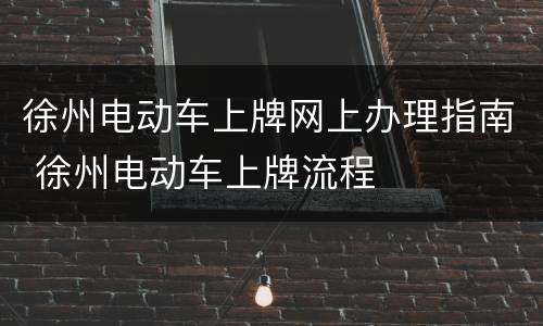 徐州电动车上牌网上办理指南 徐州电动车上牌流程