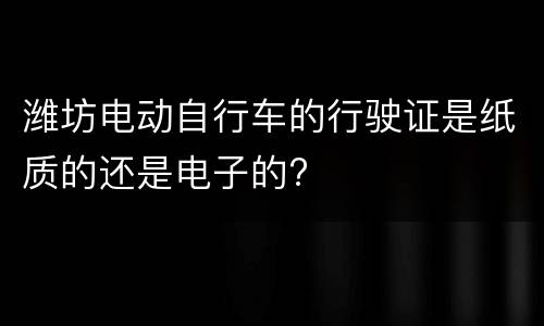 潍坊电动自行车的行驶证是纸质的还是电子的?