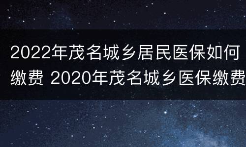 2022年茂名城乡居民医保如何缴费 2020年茂名城乡医保缴费时间