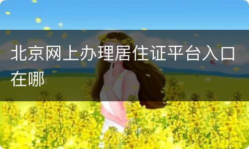 北京网上办理居住证平台入口在哪
