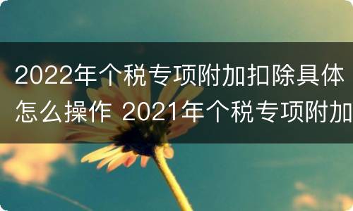 2022年个税专项附加扣除具体怎么操作 2021年个税专项附加扣除操作指南