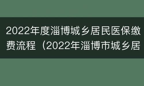 2022年度淄博城乡居民医保缴费流程（2022年淄博市城乡居民医疗保险缴费）