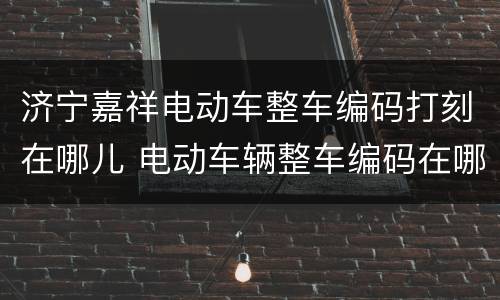 济宁嘉祥电动车整车编码打刻在哪儿 电动车辆整车编码在哪拍