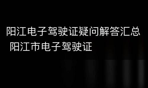 阳江电子驾驶证疑问解答汇总 阳江市电子驾驶证