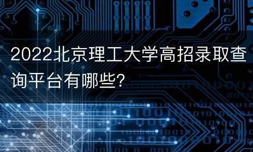 2022北京理工大学高招录取查询平台有哪些？