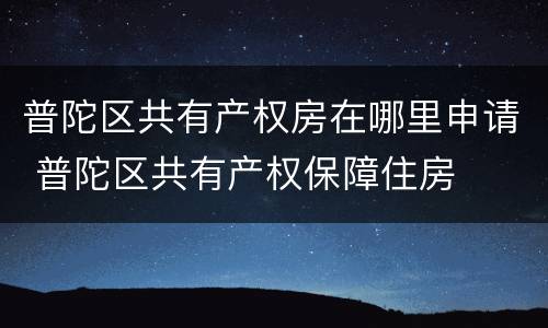 普陀区共有产权房在哪里申请 普陀区共有产权保障住房