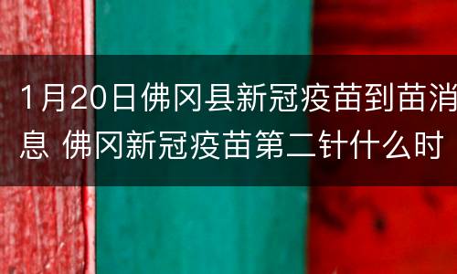 1月20日佛冈县新冠疫苗到苗消息 佛冈新冠疫苗第二针什么时候有号