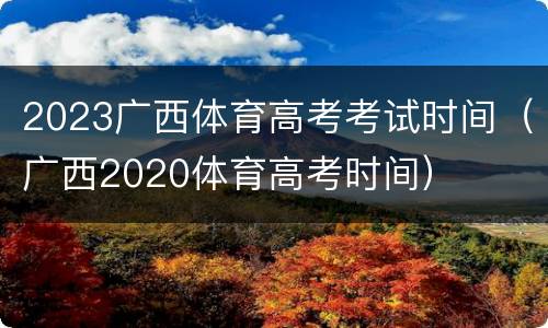 2023广西体育高考考试时间（广西2020体育高考时间）