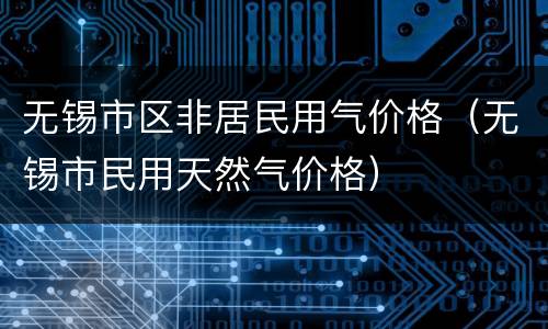 无锡市区非居民用气价格（无锡市民用天然气价格）