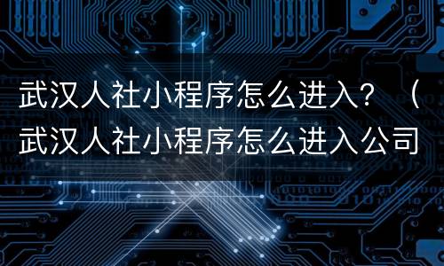 武汉人社小程序怎么进入？（武汉人社小程序怎么进入公司）