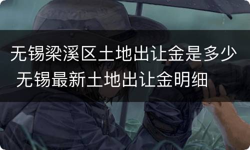 无锡梁溪区土地出让金是多少 无锡最新土地出让金明细