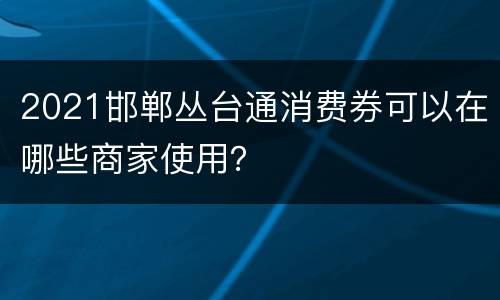 2021邯郸丛台通消费券可以在哪些商家使用？