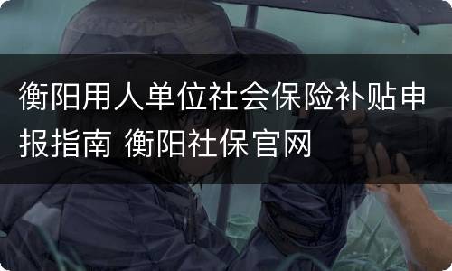 衡阳用人单位社会保险补贴申报指南 衡阳社保官网
