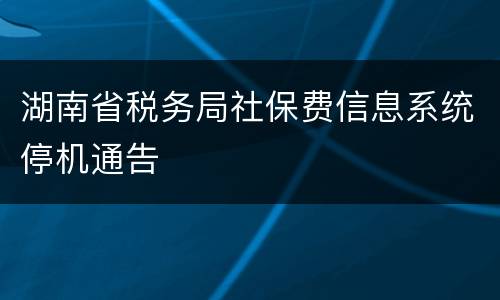湖南省税务局社保费信息系统停机通告