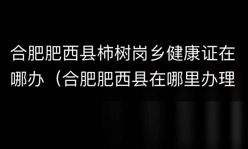 合肥肥西县柿树岗乡健康证在哪办（合肥肥西县在哪里办理健康证）