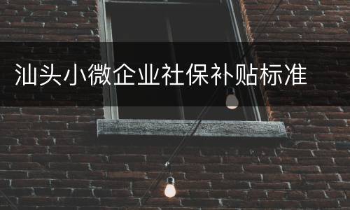 汕头小微企业社保补贴标准