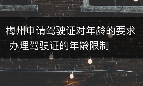 梅州申请驾驶证对年龄的要求 办理驾驶证的年龄限制