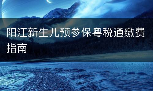 阳江新生儿预参保粤税通缴费指南