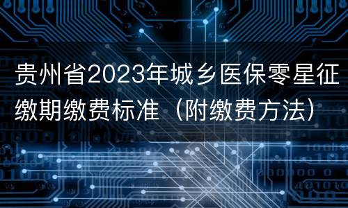 贵州省2023年城乡医保零星征缴期缴费标准（附缴费方法）