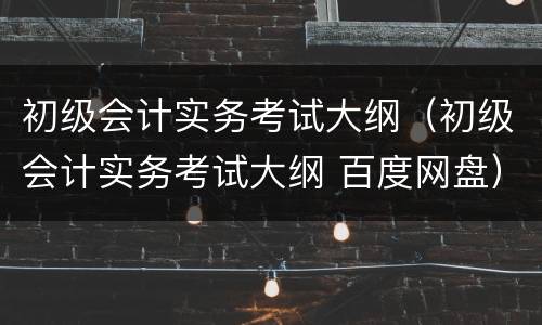 初级会计实务考试大纲（初级会计实务考试大纲 百度网盘）