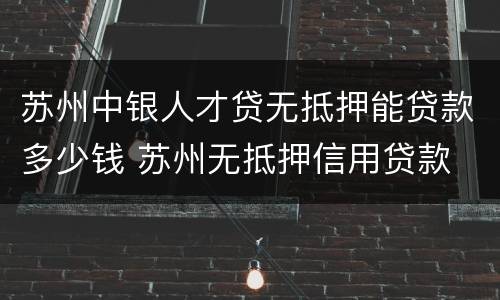 苏州中银人才贷无抵押能贷款多少钱 苏州无抵押信用贷款