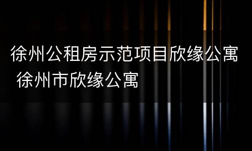 徐州公租房示范项目欣缘公寓 徐州市欣缘公寓