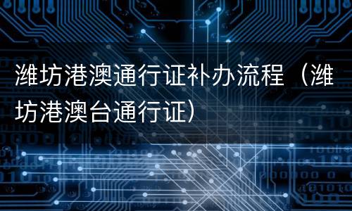 潍坊港澳通行证补办流程（潍坊港澳台通行证）