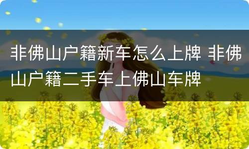 非佛山户籍新车怎么上牌 非佛山户籍二手车上佛山车牌