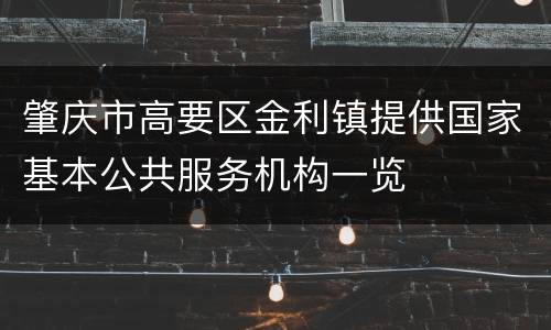 肇庆市高要区金利镇提供国家基本公共服务机构一览