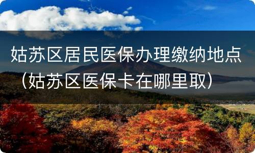 姑苏区居民医保办理缴纳地点（姑苏区医保卡在哪里取）