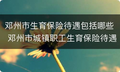 邓州市生育保险待遇包括哪些 邓州市城镇职工生育保险待遇审批表
